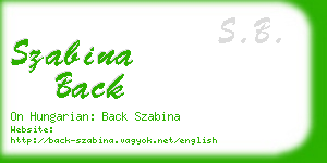 szabina back business card